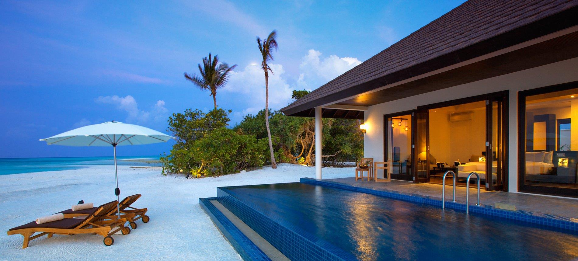 Sunset beach villa with pool